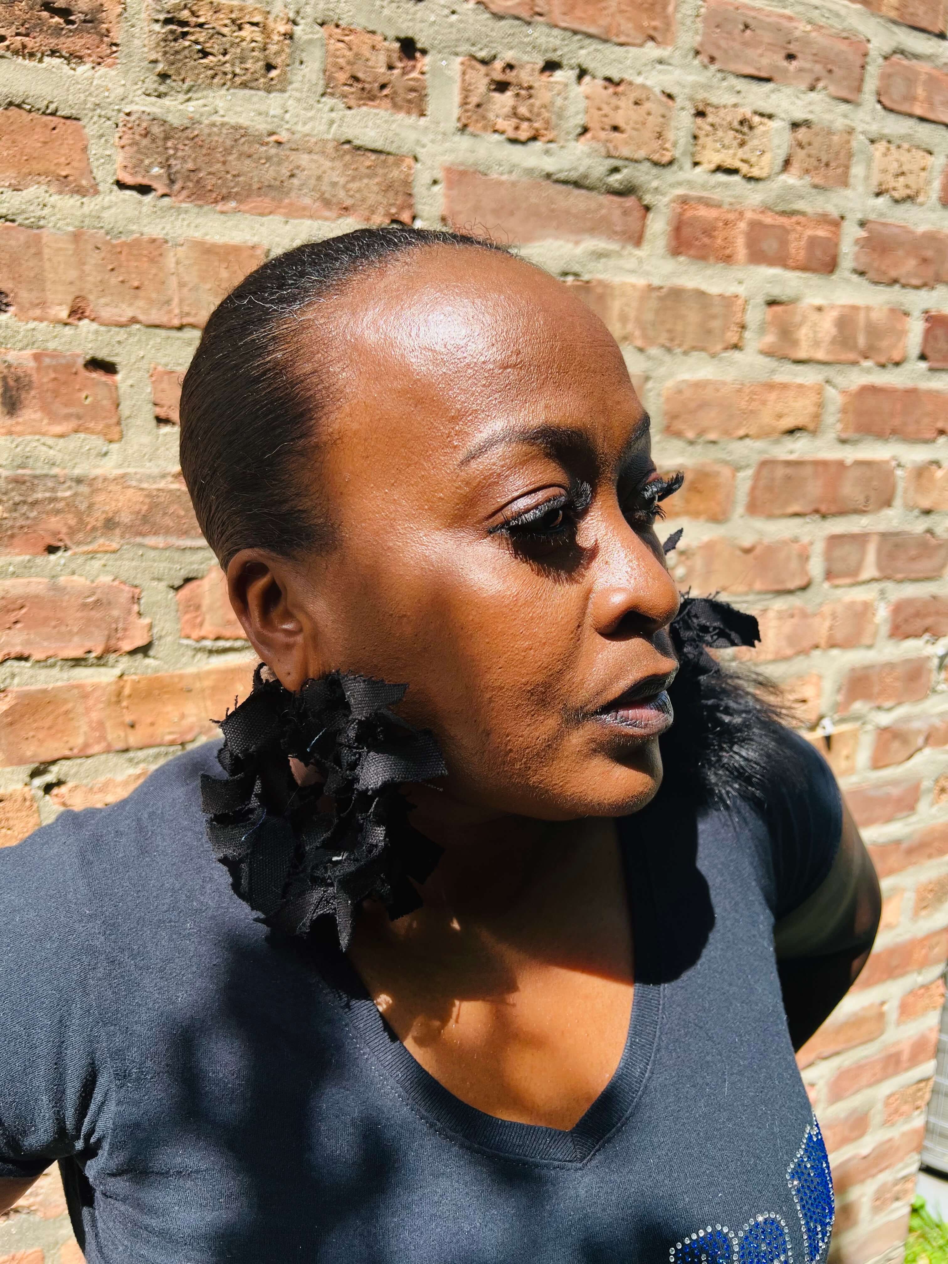 BLU & BLACK HOOP EARRINGS