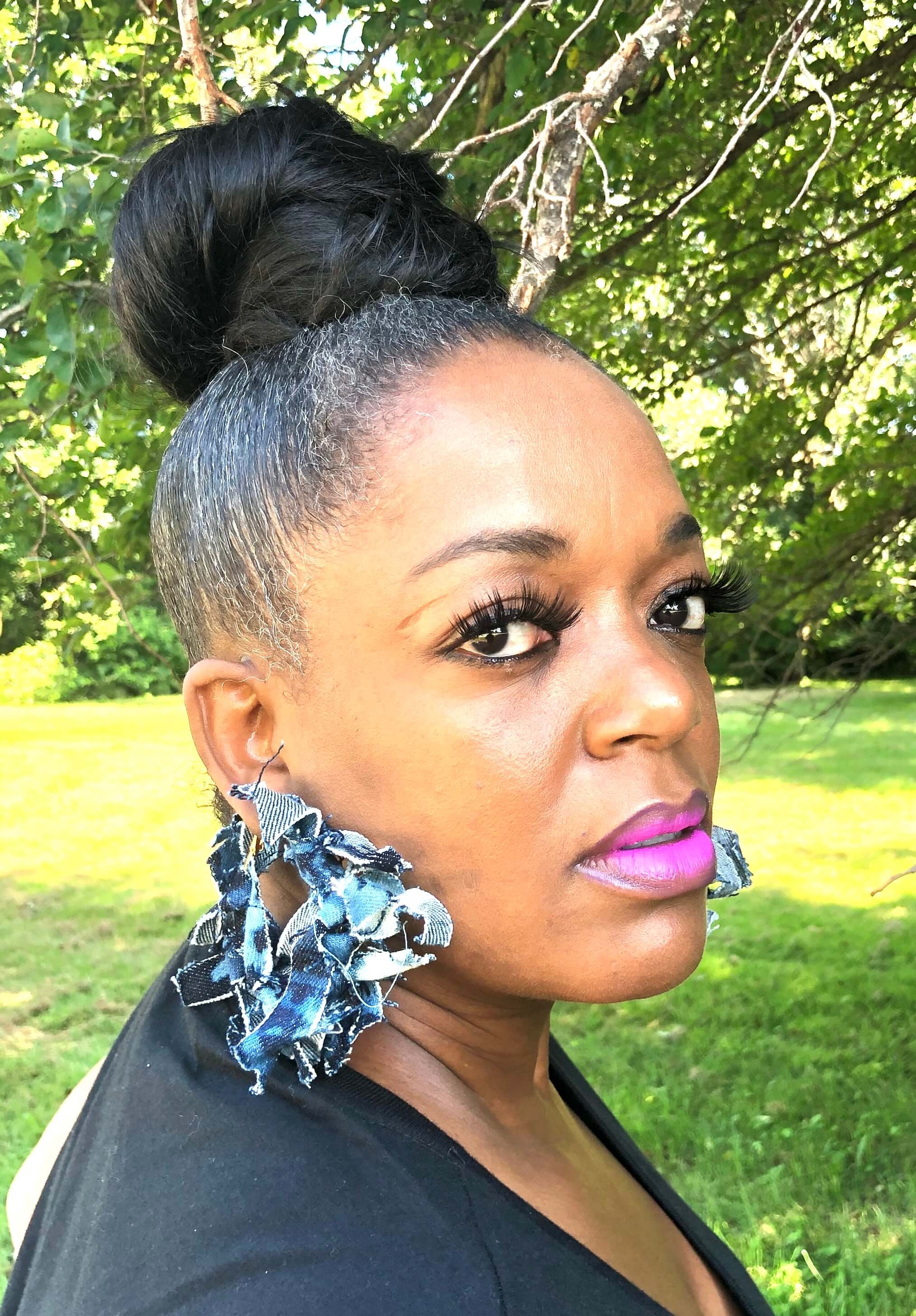 BLU & BLACK HOOP EARRINGS