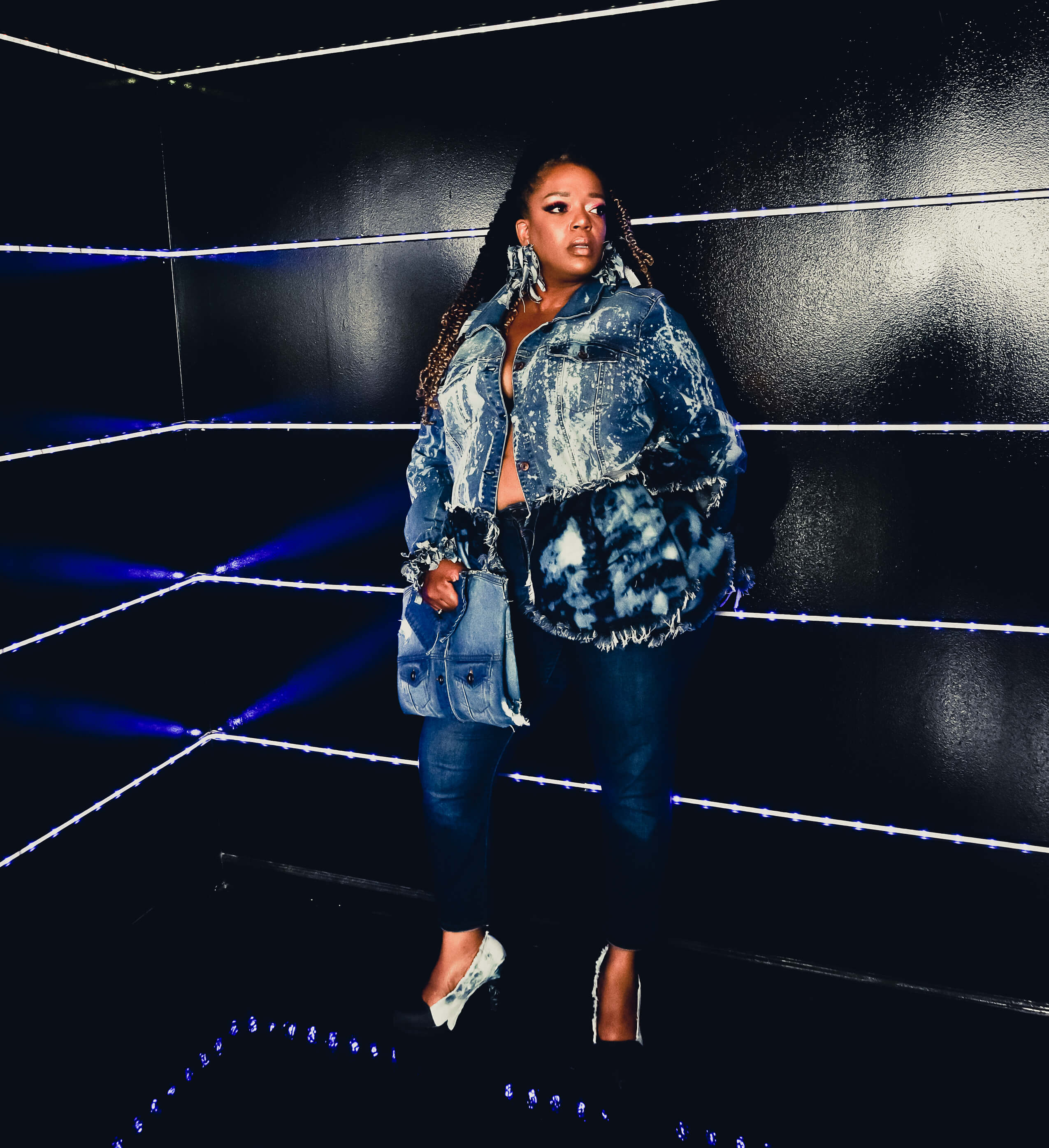 (NEW) SAPPHIRE DENIM PEPLUM JACKET